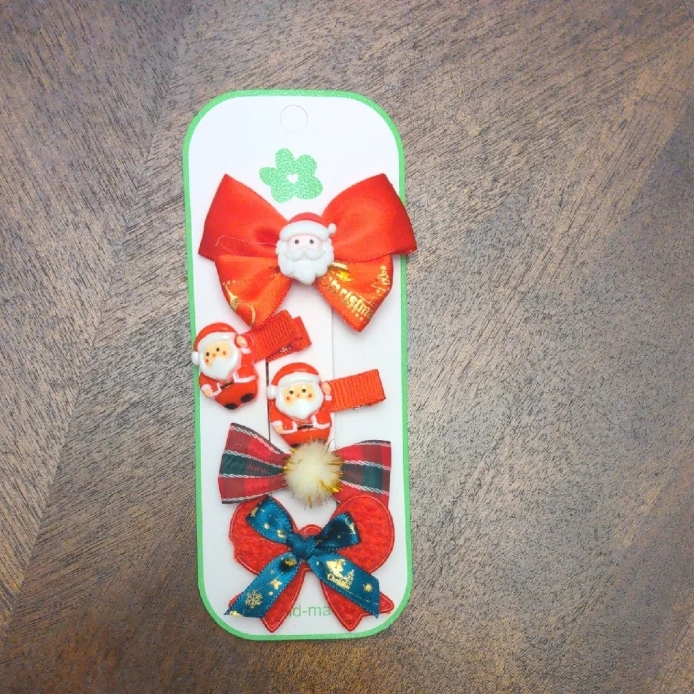 Christmas Santa Hair Clips Set of 5